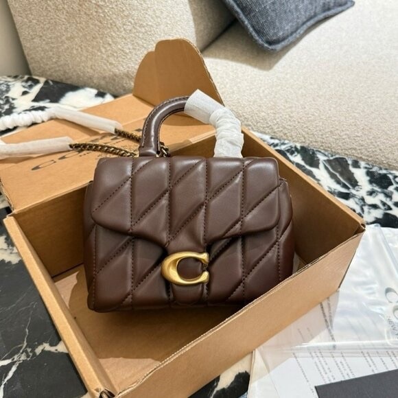NWT ✅ COACH Tabby Top Handle Bag with Quilting MAPLE / BRASS ⭐ NWT - Picture 1 of 8